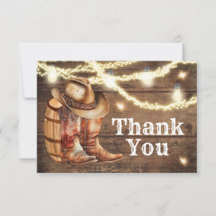 Country Western Boots and Hat Thank You Card
