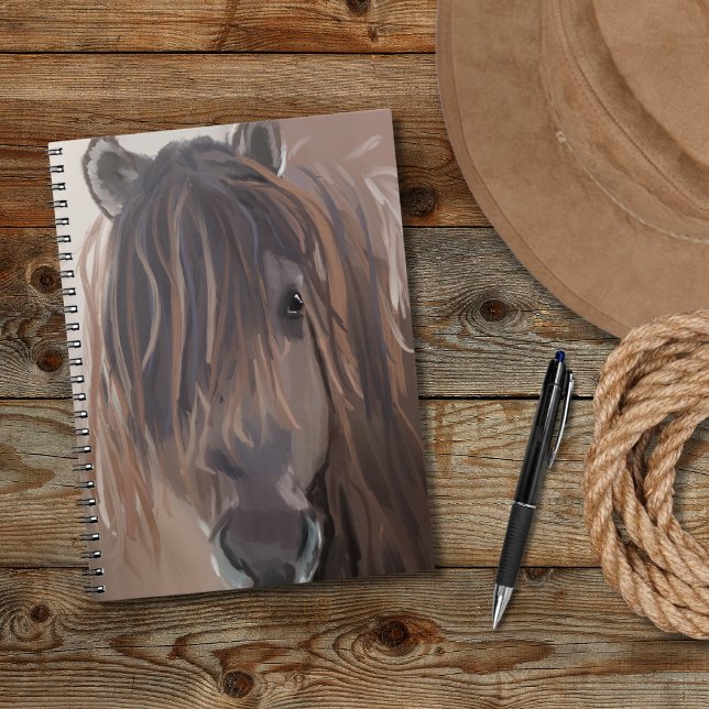 Country Western Brown Horse with Funny Messy Hair Notebook (Creator Uploaded)