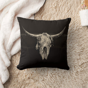 Country Western Bull Skull Rustic Vintage Antique Cushion