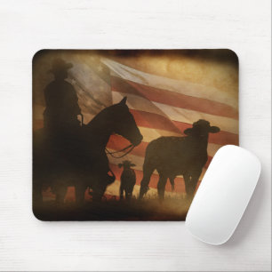 Country Western Cowboy and Horse Mouse Pad