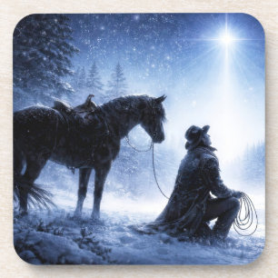 Country Western Cowboy Christmas Coaster
