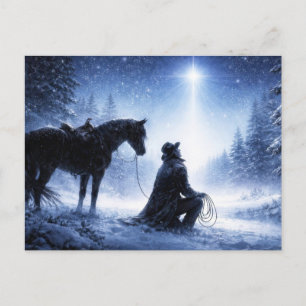 Country Western Cowboy Christmas Postcard