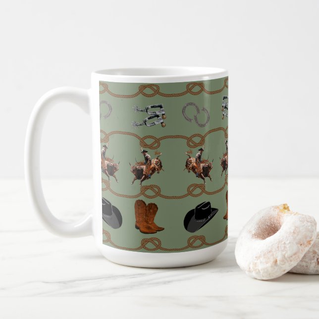 Country Western Cowboy  Coffee Mug (With Donut)