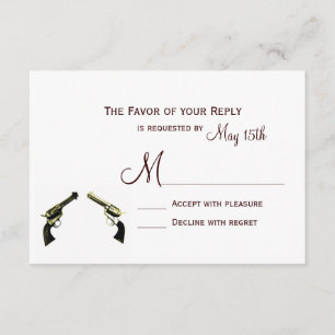 Country Western Cowboy Guns Wedding RSVP Cards