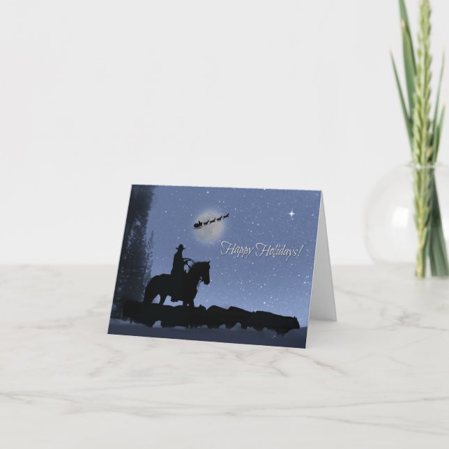 Country Western Cowboy  Happy Holidays Card (Front)
