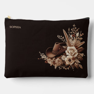 Country Western Cowboy Hat and Flowers Accessory Pouch