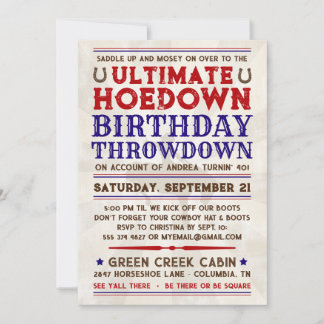 Country Western Cowboy Hoedown Party Invitation