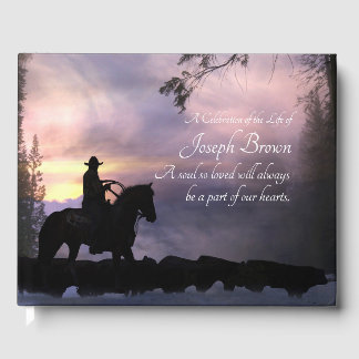 Country Western Cowboy Horse Funeral Guest Book