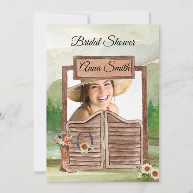 Country Western Cowboy Photo Bridal Shower Invitation (Front)
