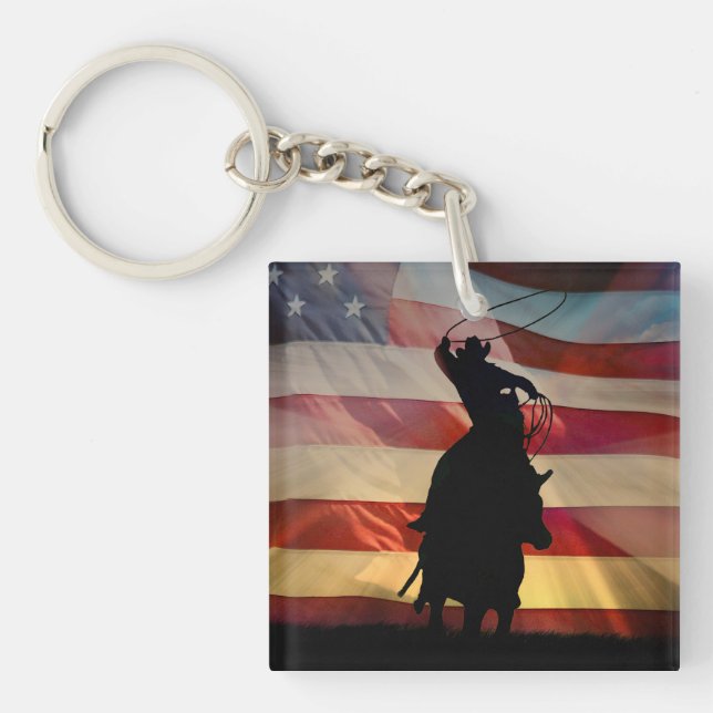 Country Western Cowboy Rodeo Keychain (Front)