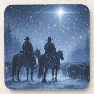 Country Western Cowboys Christmas Star Coaster