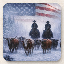 Country Western Cowboys Winter Cattle Drive