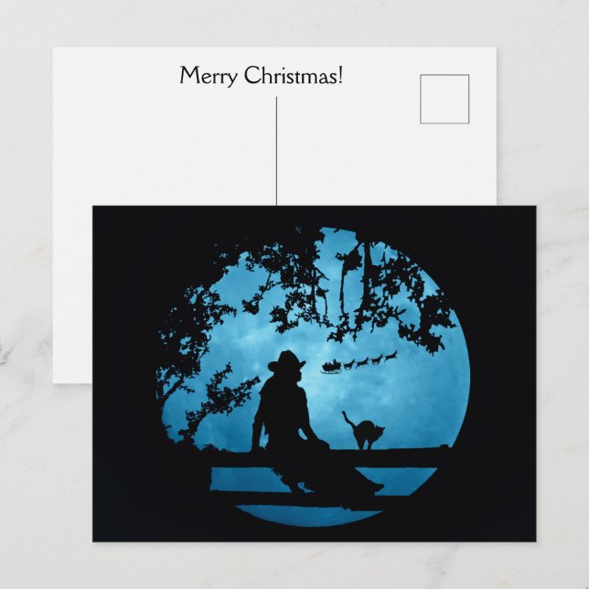 Country Western Cowgirl Christmas Holiday Postcard (Front/Back)