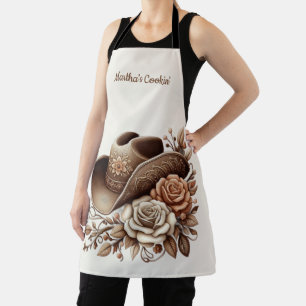 Country Western Cowgirl Hat with Flowers Apron
