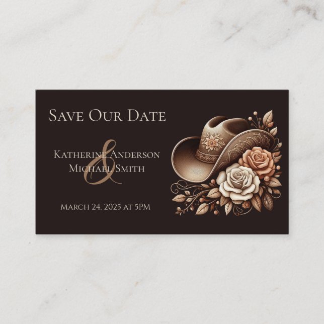 Country Western Cowgirl Hat with Flowers Business Card (Front)