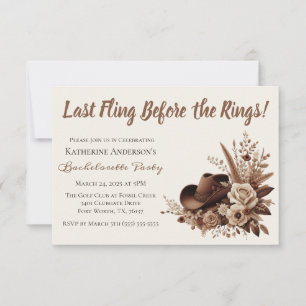 Country Western Cowgirl Hat with Flowers Invitation