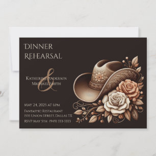 Country Western Cowgirl Hat with Flowers Invitation