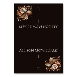 Country Western Cowgirl Hat with Flowers-Meat icon Table Number