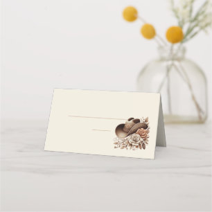Country Western Cowgirl Hat with Flowers Place Card