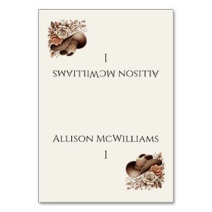 Country Western Cowgirl Hat with Flowers Table Number