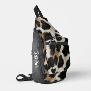 Country Western Cowhide and Leather Printed  Sling Bag
