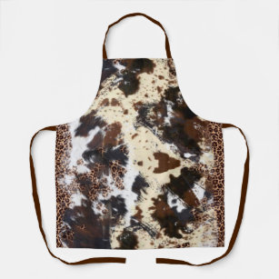 Country Western Cowhide and Leopard Print Apron