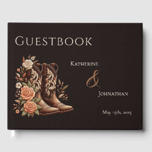 Country Western Flowers with Cowboy Boots Guest Book