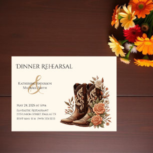 Country Western Flowers with Cowboy Boots Invitation