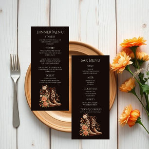 Country Western Flowers with Cowboy Boots Menu