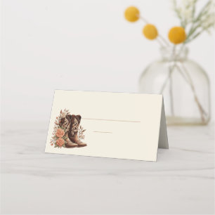 Country Western Flowers with Cowboy Boots Place Card