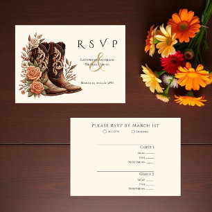 Country Western Flowers with Cowboy Boots RSVP Card