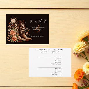 Country Western Flowers with Cowboy Boots RSVP Card
