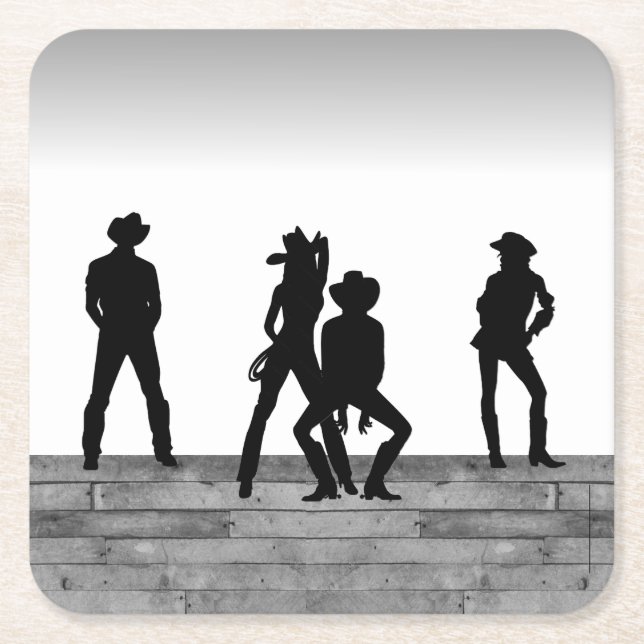 Country Western Fun Square Paper Coaster (Front)