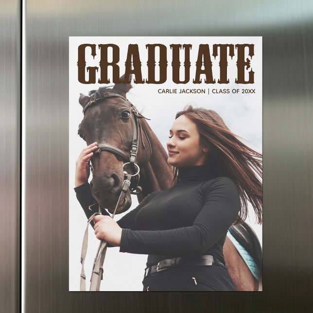 Country Western Graduate Photo Cowgirl Magnet Card (Creator Uploaded)