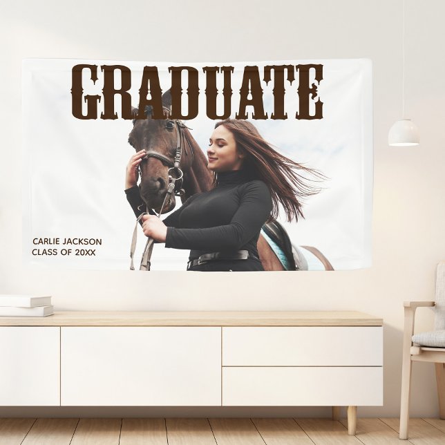 Country Western Graduate Photo Graduation Party Banner (Creator Uploaded)