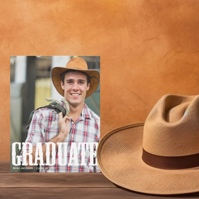 Country Western Graduate Photo Rugged Graduation Announcement (Creator Uploaded)