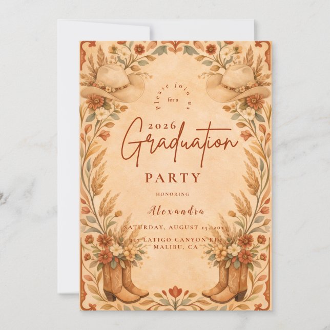Country Western Graduation Party Invitation (Front)