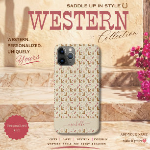 Country Western Hand-Drawn Pattern with Script Case-Mate iPhone Case