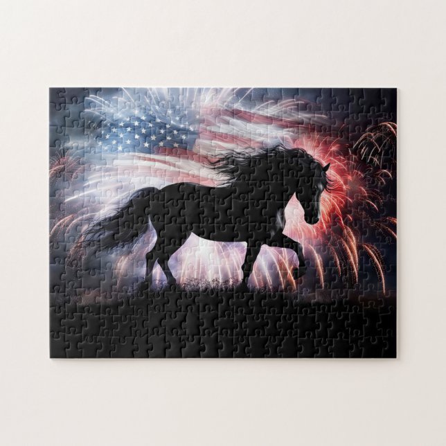 Country Western Horse and Flag  Jigsaw Puzzle (Horizontal)