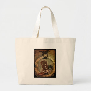 country western horse cowboy boot Lasso Rope Large Tote Bag