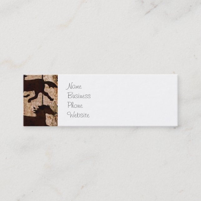 Country Western Horses on Barn Wood Cowboy Gifts Mini Business Card (Front)