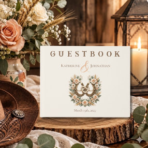Country Western Horseshoes and Flowers Guest Book
