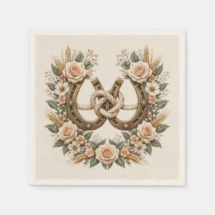 Country Western Horseshoes and Flowers Napkin