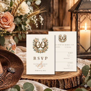 Country Western Horseshoes and Flowers RSVP Card