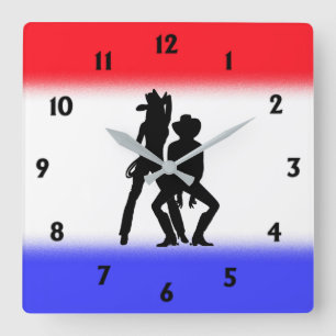 Country Western Line Dance Gone Bad Square Wall Clock