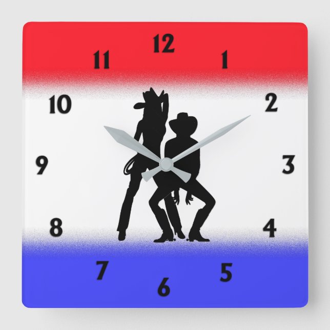 Country Western Line Dance Gone Bad Square Wall Clock (Front)