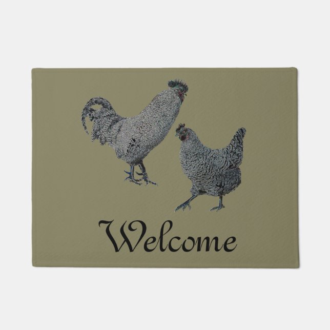 Country-western neon chickens doormat (Front)