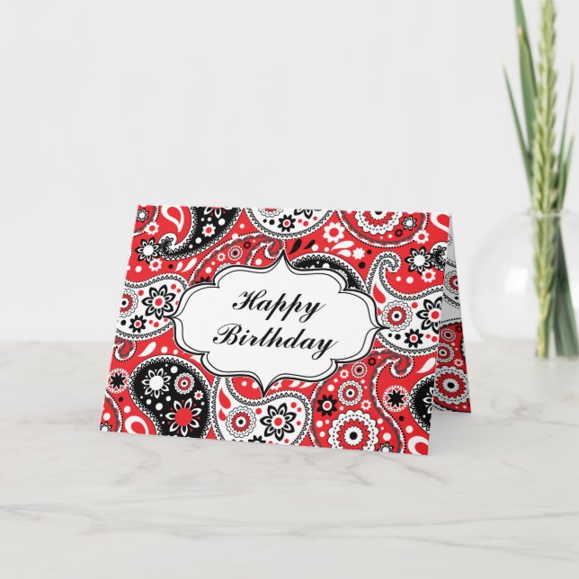 Country Western Paisley Happy Birthday Card (Front)