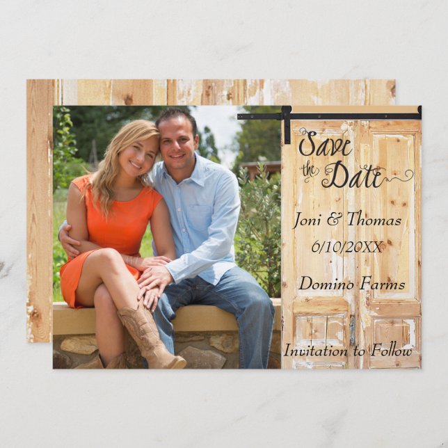 Country Western Photo Save the Date Invitation (Front/Back)