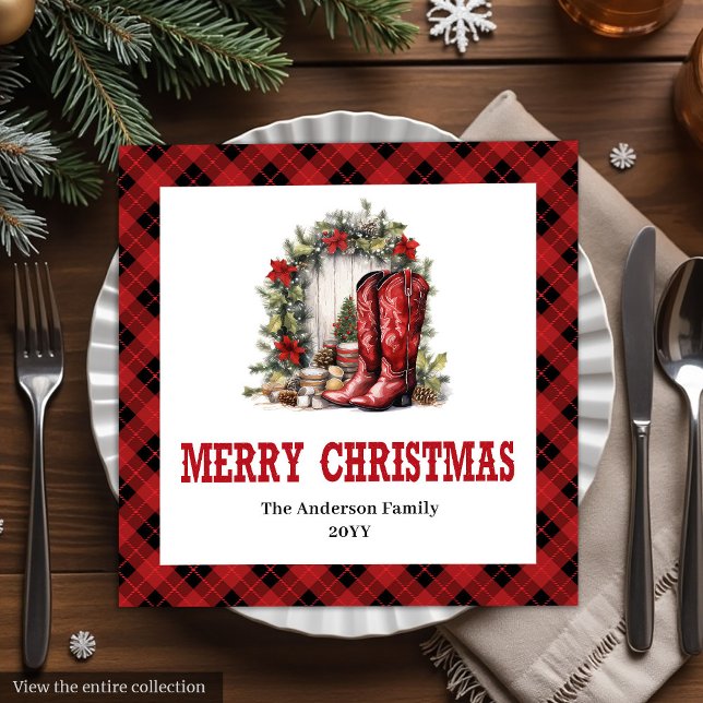Country Western Plaid Christmas Paper Napkins (Country Western Plaid Christmas Paper Napkins)